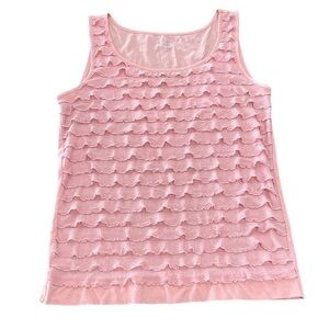 LOFT Petite Ruffle Tank Top Peach Pink Size Small Petite